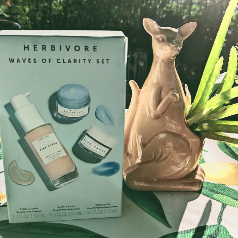 HERBIVORE 🪷 "WAVES OF CLARITY" GIFT SET🌱🌊 HTF 3 pc Cleanse/Mask/Cream ANTHRO